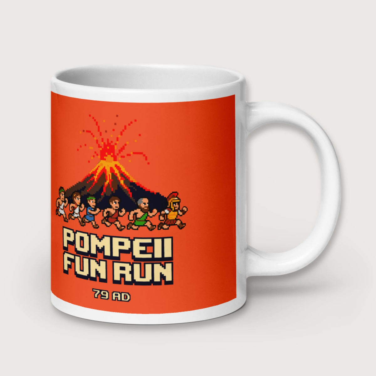 Pompeii Fun Run Pixel Art Mug - history buff gift by HistoHead