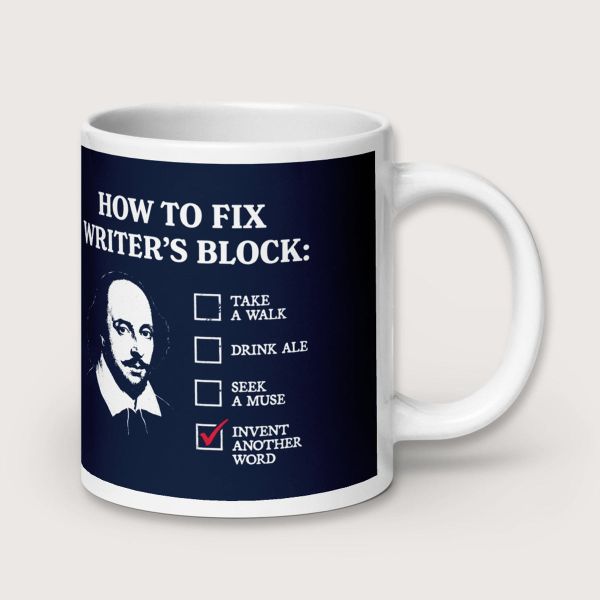 Shakespeare How to Fix Writer's Block Mug - history buff gift by HistoHead