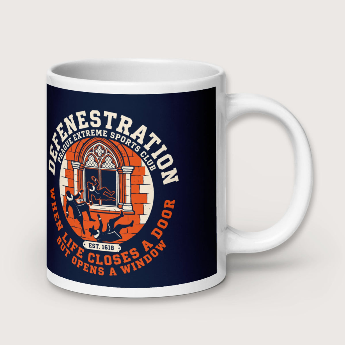 Defenestration Prague Extreme Sports Club Mug - history buff gift by HistoHead