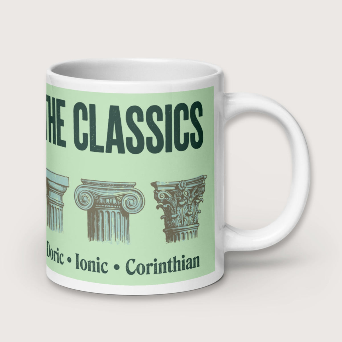 The Classics Doric Ionic Corinthian Mug - history buff gift by HistoHead