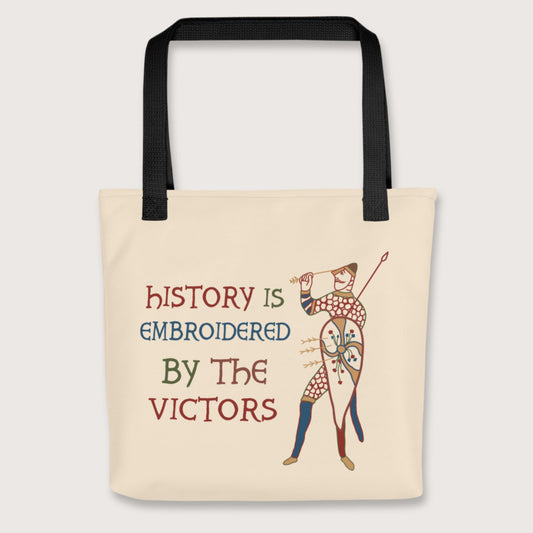 Black Harold Godwinson History Is Embroidered by the Victors Bayeux Tapestry Bag - history buff gift by HistoHead