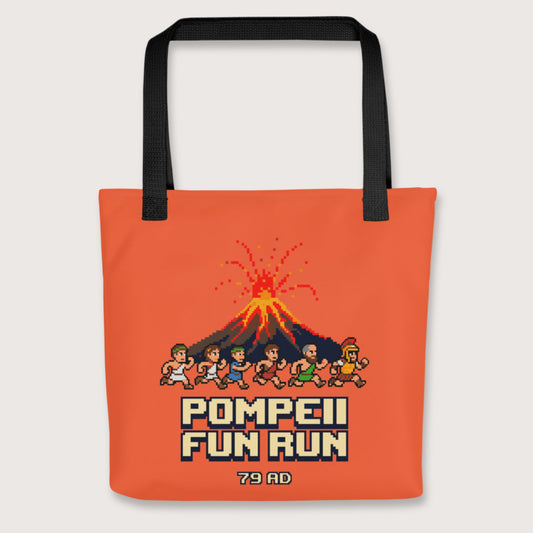 Black Pompeii Fun Run Pixel Art Bag - history buff gift by HistoHead