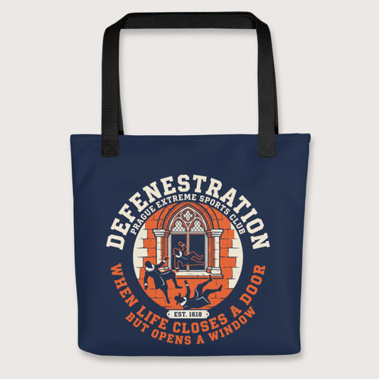 Black Defenestration Prague Extreme Sports Club Bag - history buff gift by HistoHead