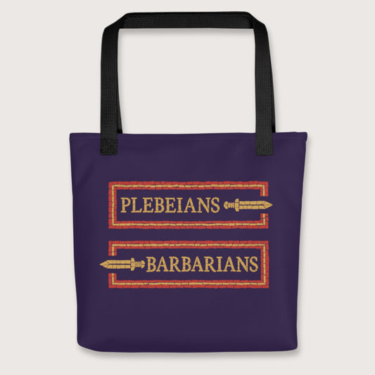 Black Mosaic Plebeians or Barbarians Bag - history buff gift by HistoHead