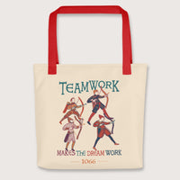 Red Bayeux Tapestry Teamwork Makes the Dream Work Bag - history buff gift by HistoHead