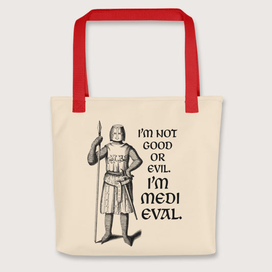 Red I'm Medieval Bag - history buff gift by HistoHead