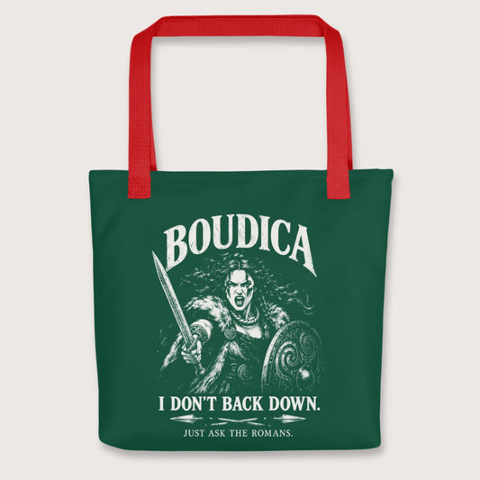 Red Boudica I Don't Back Down Bag - history buff gift by HistoHead