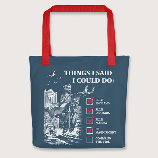 Red Cnut the Great Commanding the Tide Bag - history buff gift by HistoHead