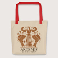 Red Artemis the Potnia Theron Pottery Art Bag - history buff gift by HistoHead