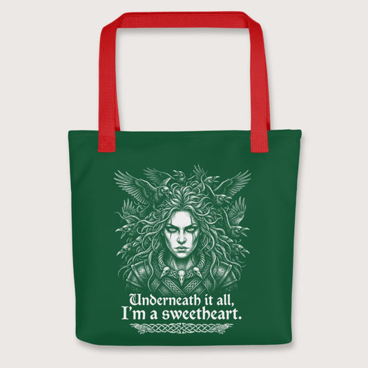 Red The Morrigan Underneath I'm a Sweetheart Bag - history buff gift by HistoHead