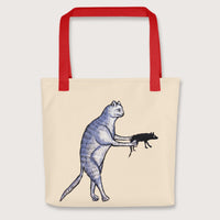 Red Weird Medieval Cat's Mouse-Gun Bag - history buff gift by HistoHead