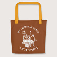 Yellow My Life is in Ruins Bag - history buff gift by HistoHead