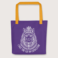 Yellow Bastet I Put the Cat in Cataclysm Bag - history buff gift by HistoHead