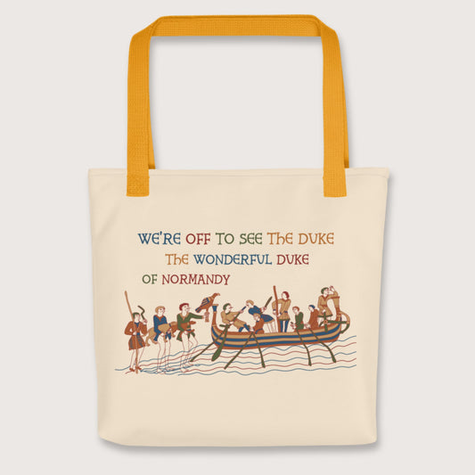 Yellow Bayeux Tapestry We're Off to See the Duke Bag - history buff gift by HistoHead