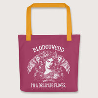 Yellow Blodeuwedd Apparently I'm A Delicate Flower Bag - history buff gift by HistoHead
