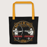 Yellow Battle of Crécy Longbow vs Crossbow Bag - history buff gift by HistoHead
