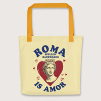 Yellow Roma Spelled Backwards Is Amor Bag - history buff gift by HistoHead