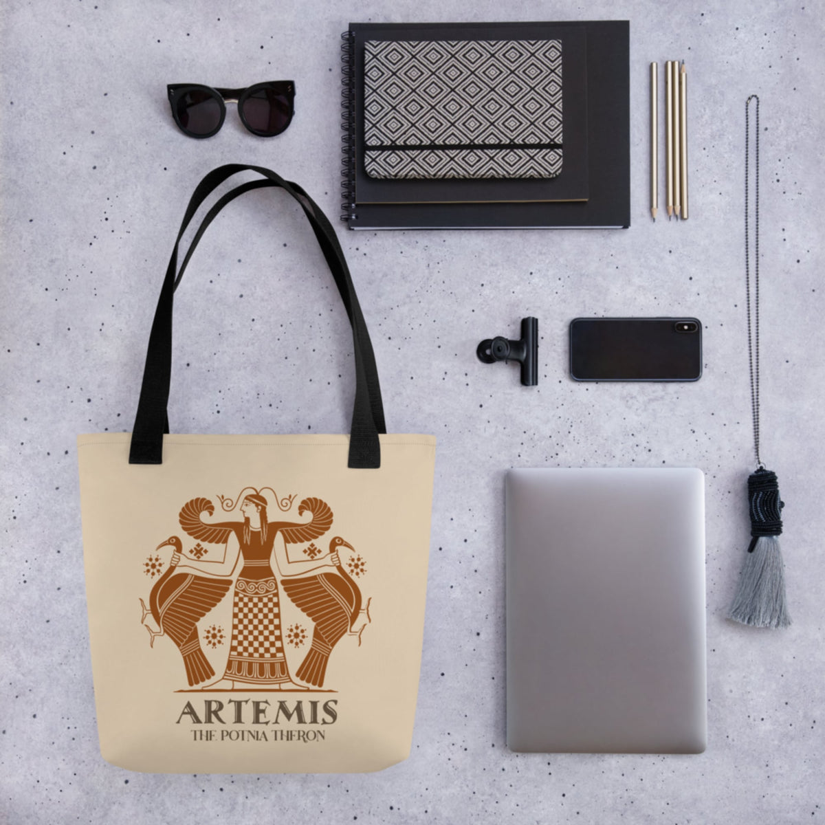 Artemis the Potnia Theron Pottery Art Bag - history buff gift by HistoHead