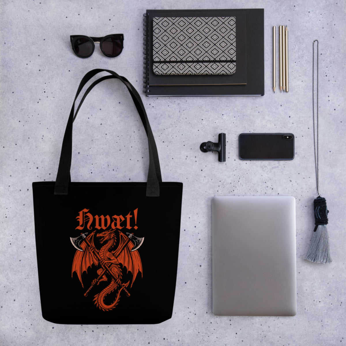 Hwæt Dragon Axe Bag - history buff gift by HistoHead