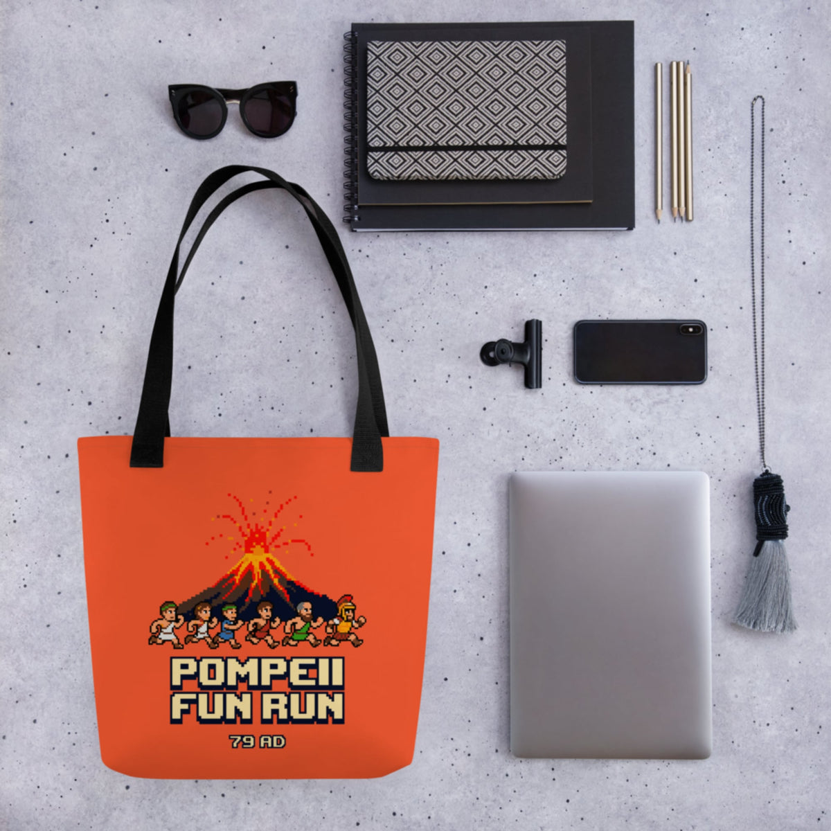 Pompeii Fun Run Pixel Art Bag - history buff gift by HistoHead