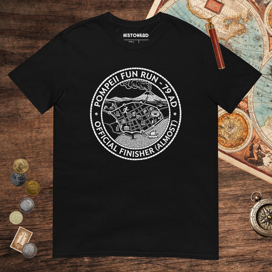 Black Pompeii Fun Run Official Finisher Tee - history buff gift by HistoHead