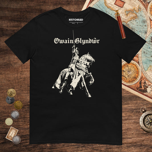 Black Owain Glyndŵr Statue Tee - history buff gift by HistoHead