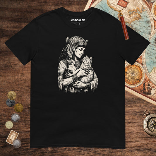 Black Cleopatra's Cats Tee - history buff gift by HistoHead