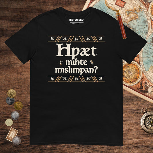 Black What Could Possibly Go Wrong in Old English (Wynn Version) Tee - history buff gift by HistoHead