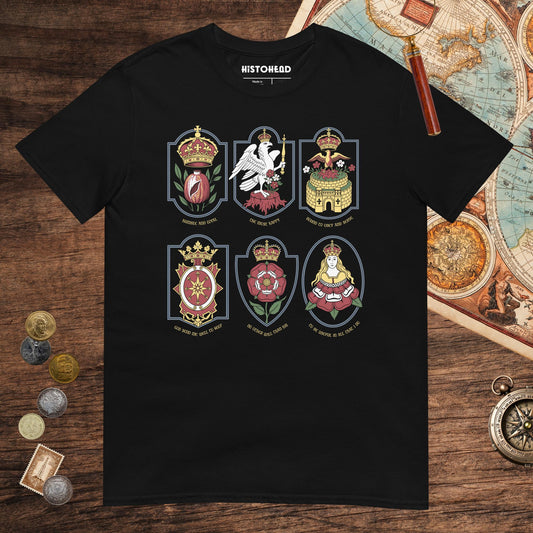 Black Six Wives Badges Tee - history buff gift by HistoHead