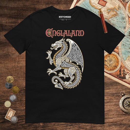 Black Englaland Dragon Tee - history buff gift by HistoHead
