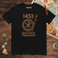 Black 1453 Empire of the Romans in Greek Tee - history buff gift by HistoHead