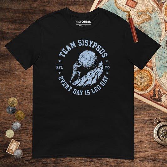 Black Team Sisyphus Tee - history buff gift by HistoHead