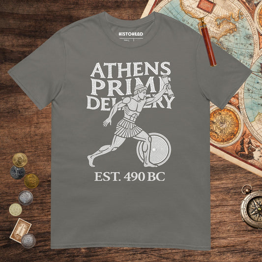 Charcoal Athens Prime Delivery Tee - history buff gift by HistoHead