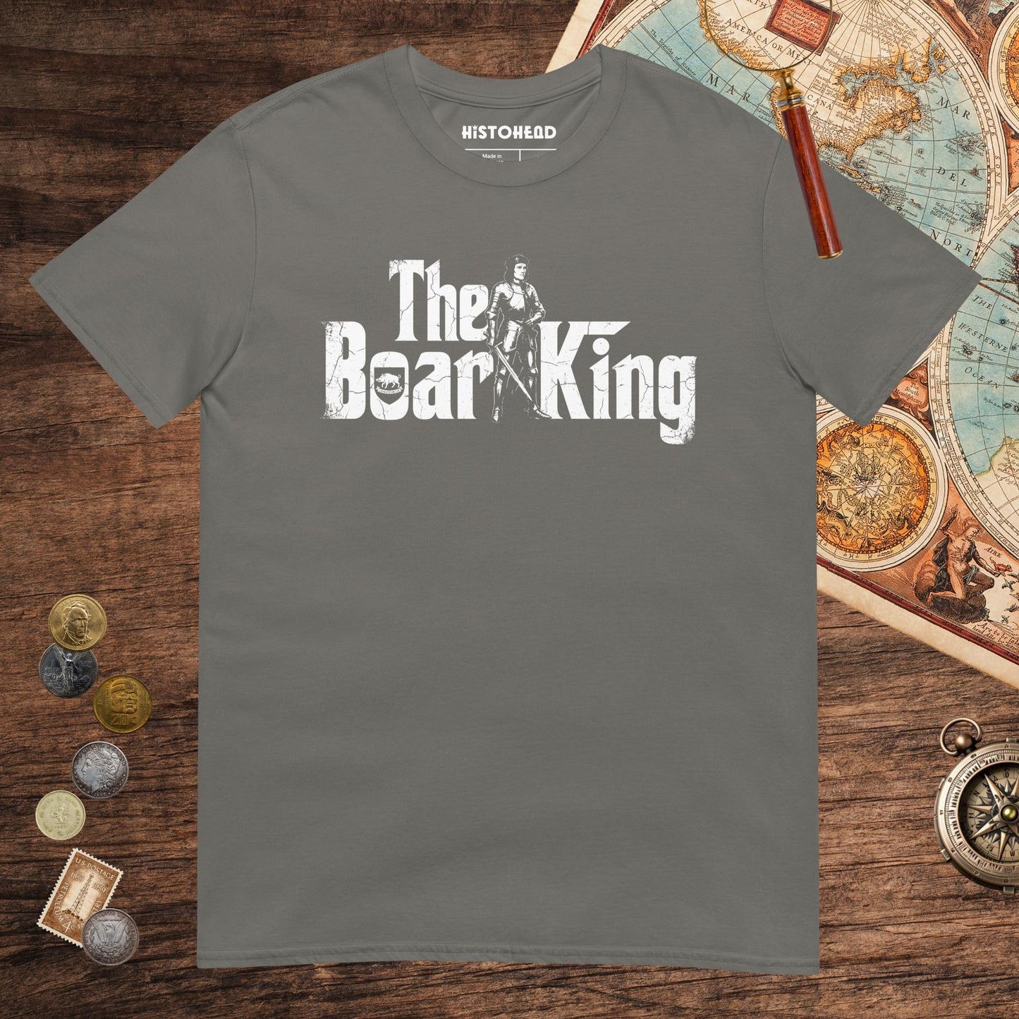 Charcoal Richard III The Boar King Tee - history buff gift by HistoHead