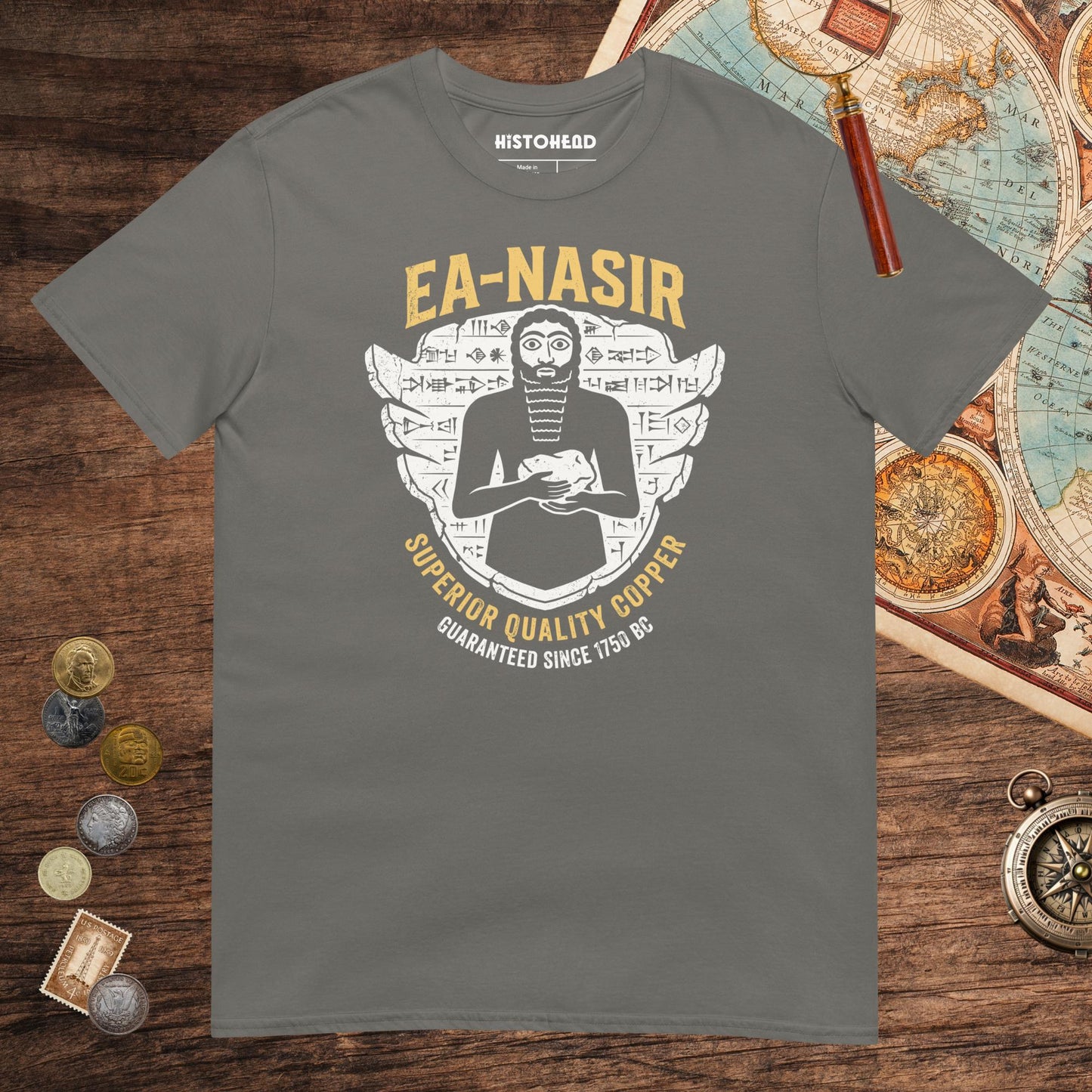 Charcoal Ea-Nasir Superior Copper Guaranteed Tee - history buff gift by HistoHead