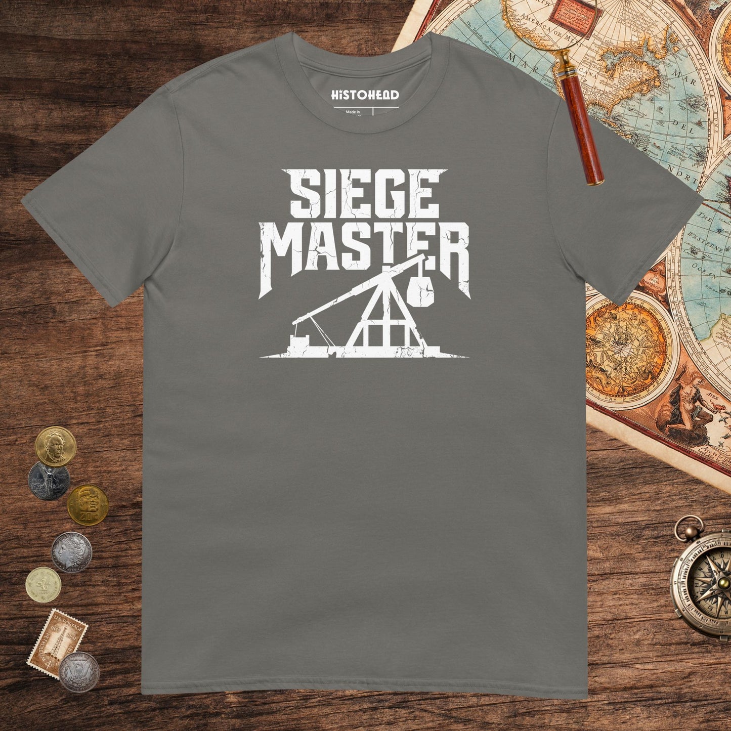 Charcoal Siege Master Trebuchet Tee - history buff gift by HistoHead