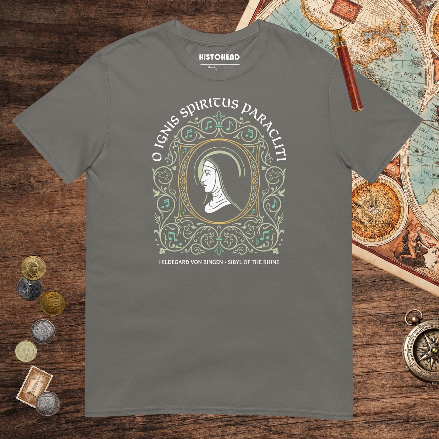 Charcoal Hildegard von Bingen Tee - history buff gift by HistoHead