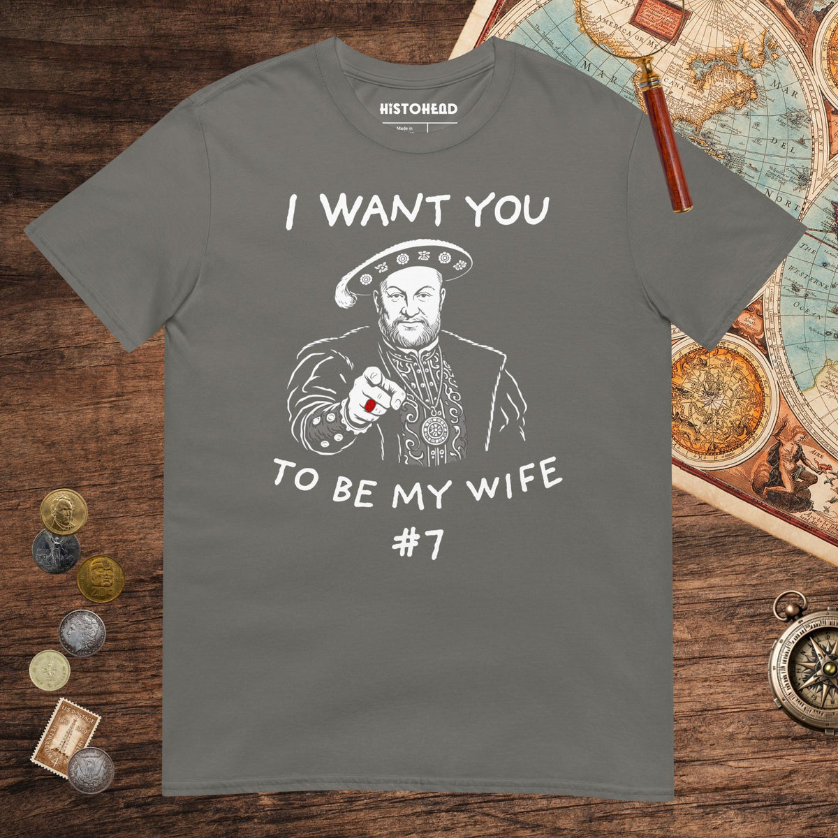 Charcoal Henry VIII Wants You Tee - history buff gift by HistoHead
