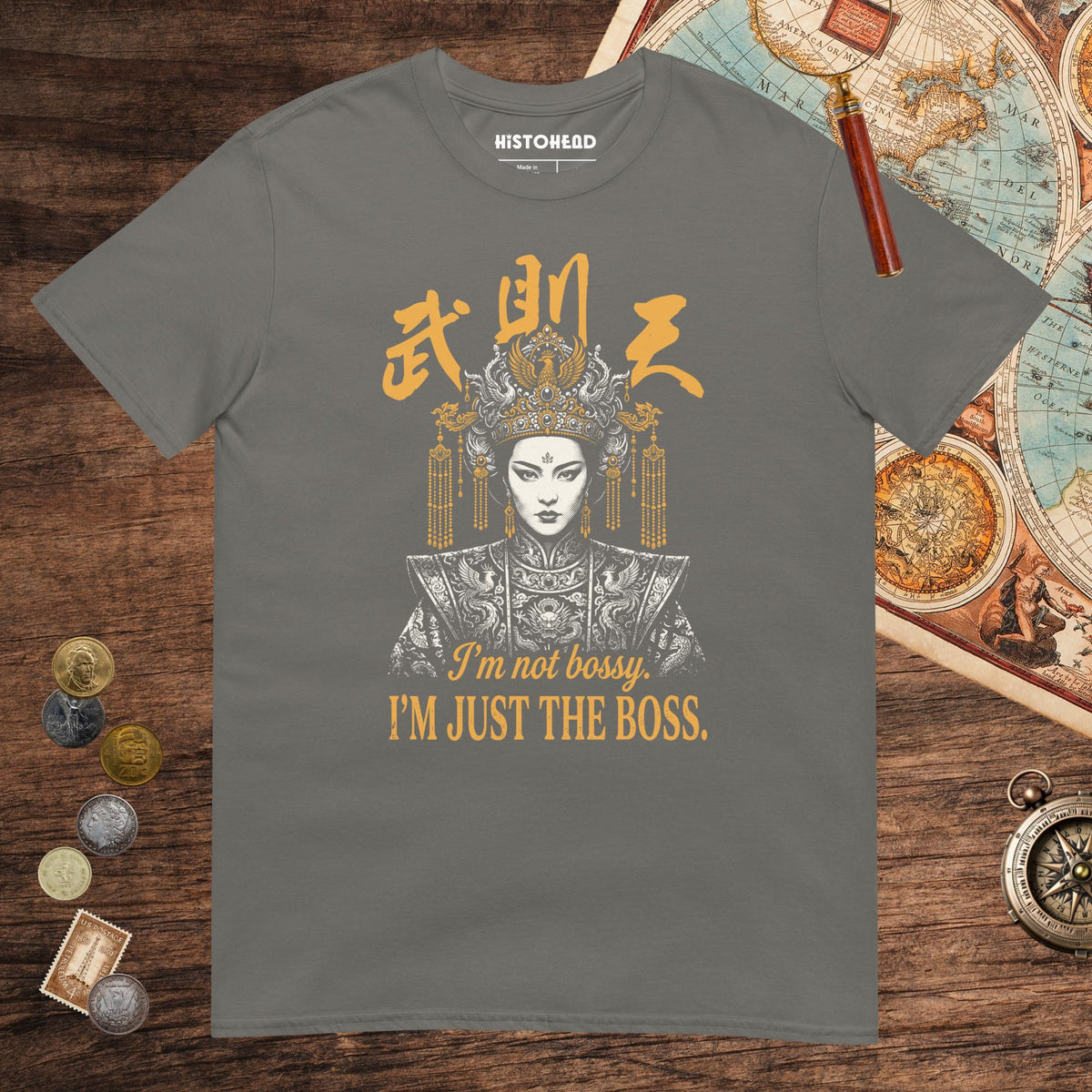 Charcoal Wu Zetian I'm Not Bossy Tee - history buff gift by HistoHead