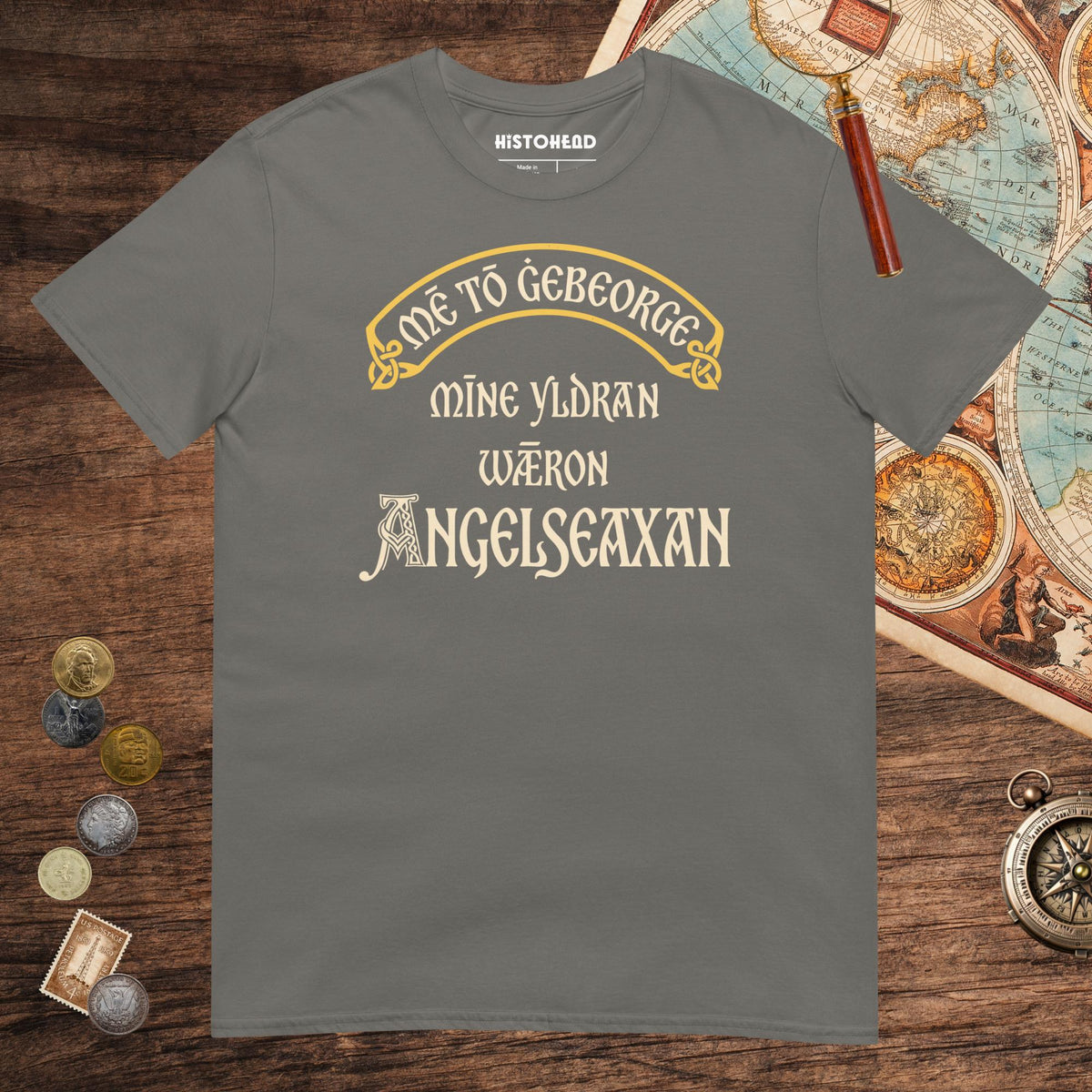 Charcoal In My Defense My Ancestors Were Anglo-Saxons in Old English Tee - history buff gift by HistoHead