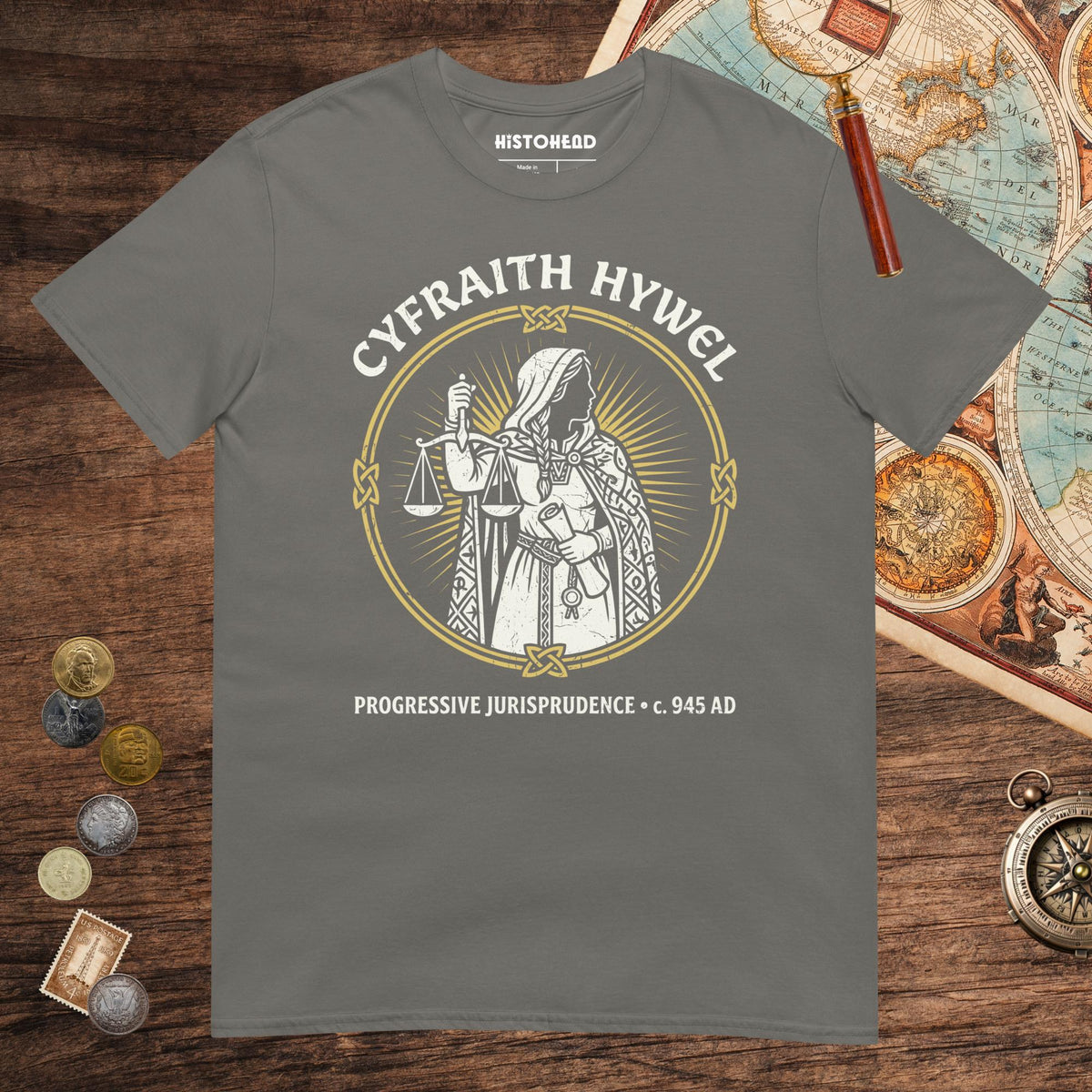 Charcoal Cyfraith Hywel Progressive Jurisprudence Tee - history buff gift by HistoHead