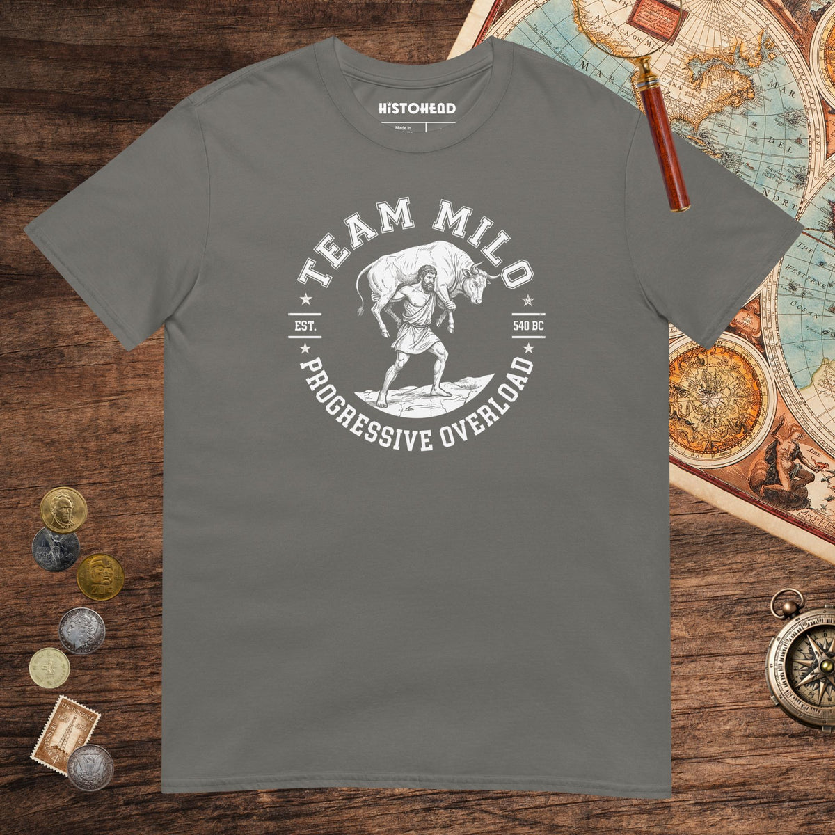 Charcoal Team Milo Tee - history buff gift by HistoHead
