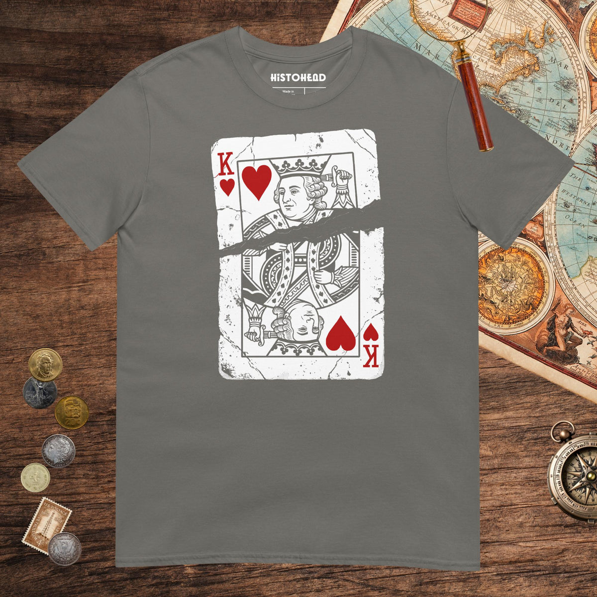 Charcoal Louis XVI Playing Card Tee - history buff gift by HistoHead