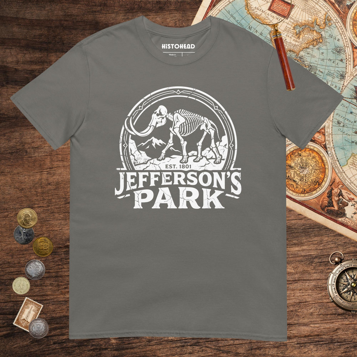 Charcoal Jefferson's Park Tee - history buff gift by HistoHead