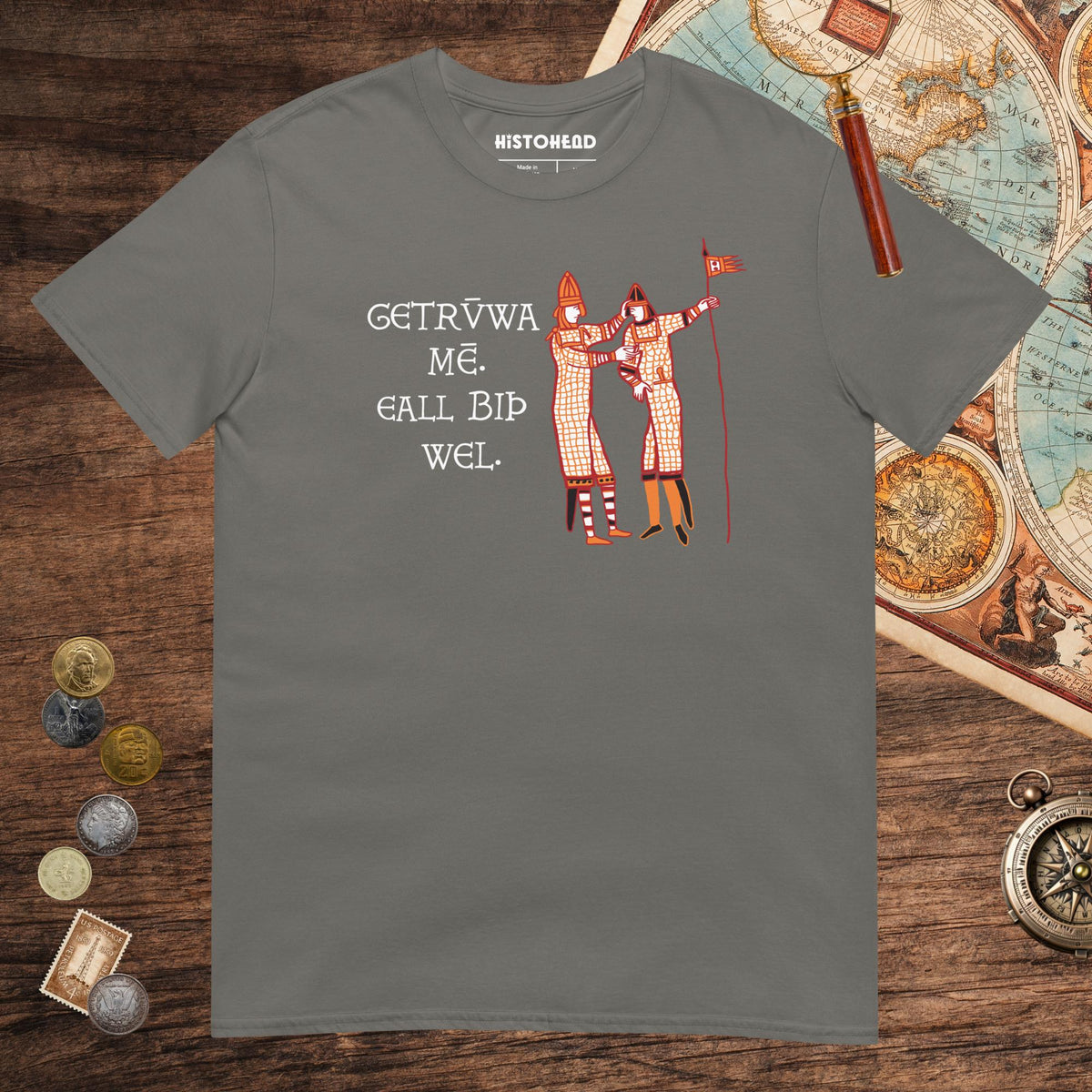 Charcoal Bayeux Tapestry Trust Me Everything Will Be Fine Old English Tee - history buff gift by HistoHead