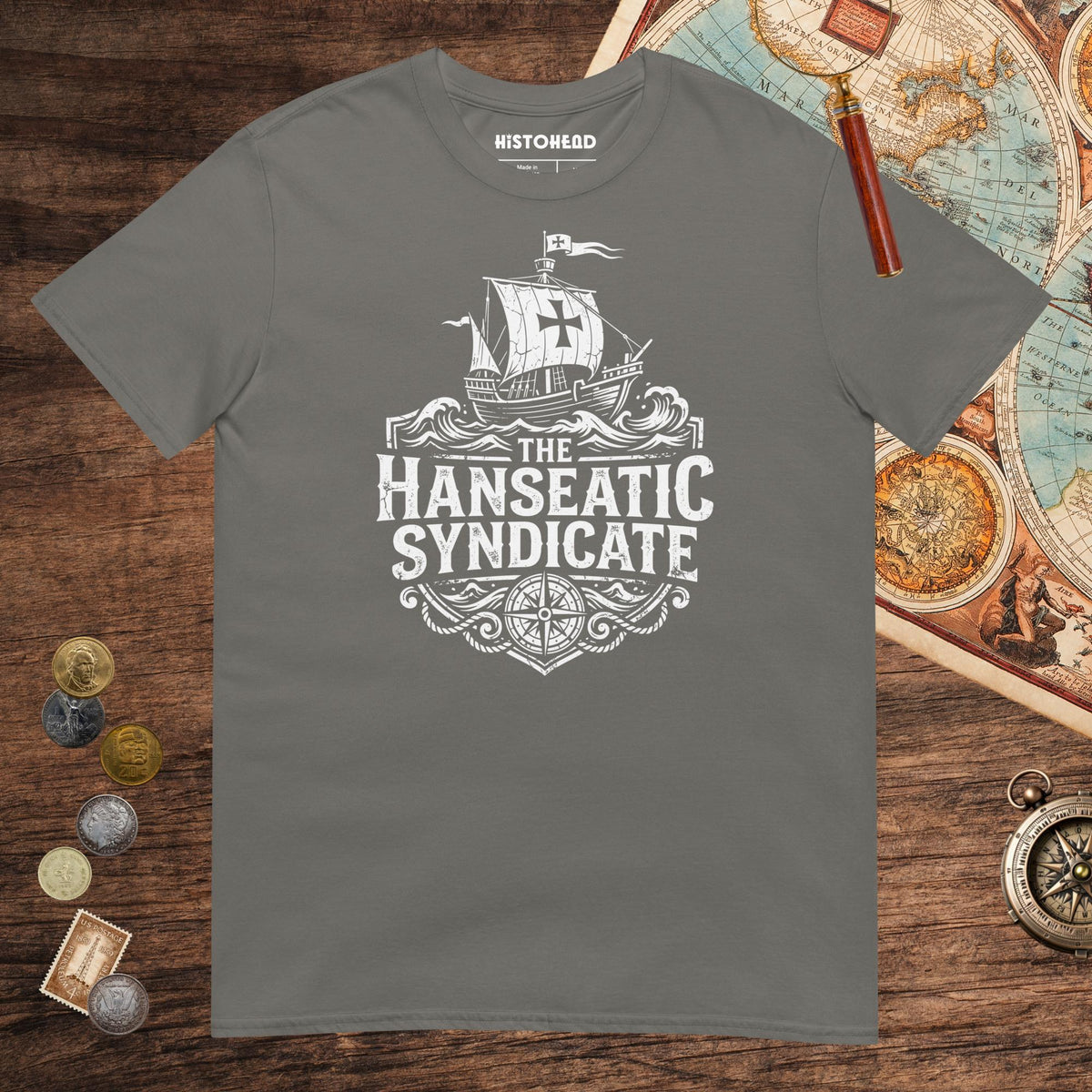 Charcoal The Hanseatic Syndicate Tee - history buff gift by HistoHead