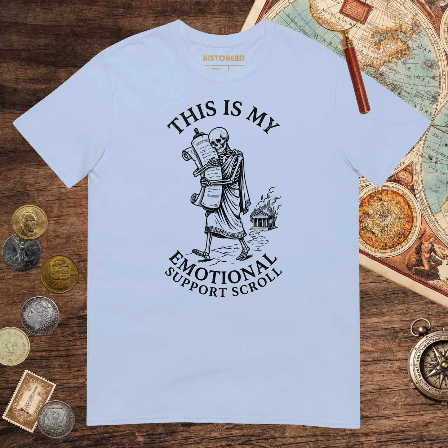 Light Blue Emotional Support Scroll Tee - history buff gift by HistoHead