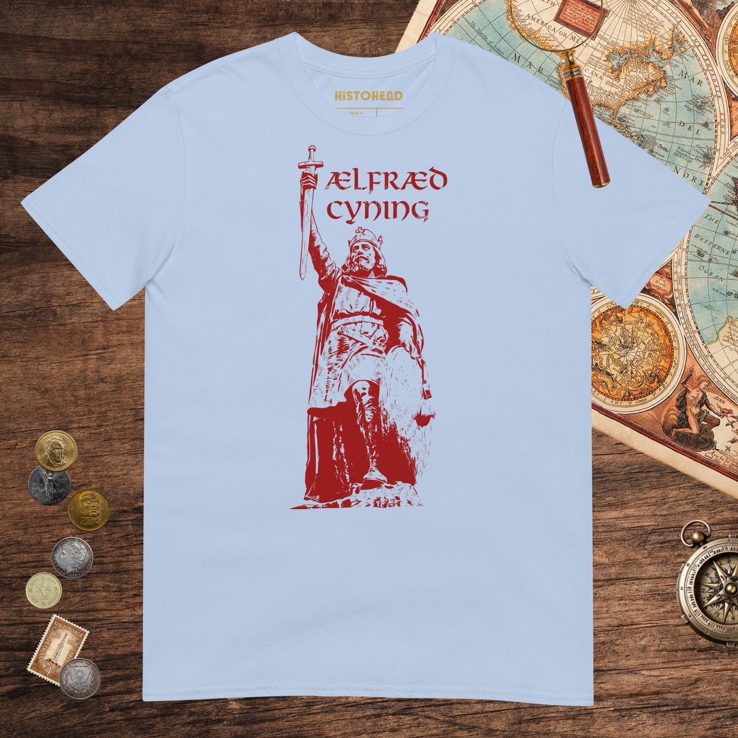Light Blue Alfred the Great Tee - history buff gift by HistoHead