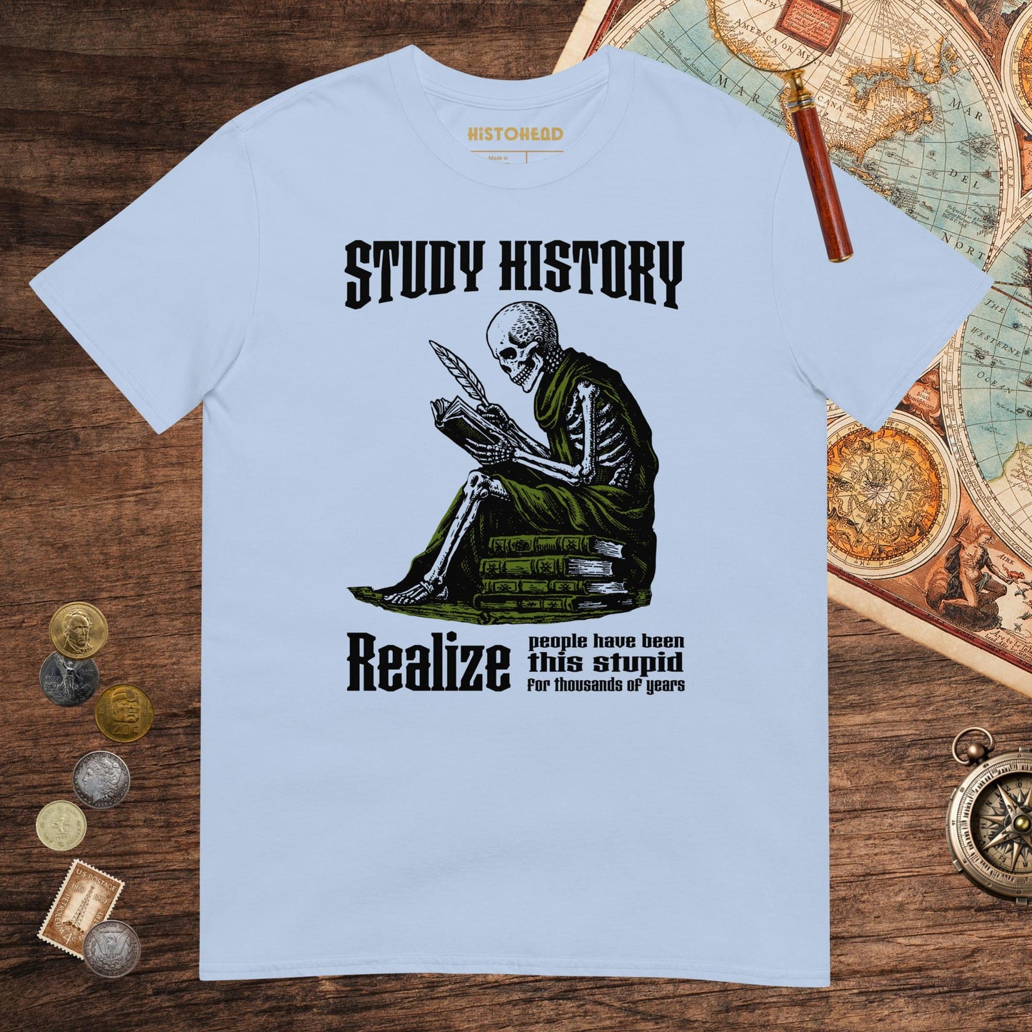 Light Blue Study History Tee - history buff gift by HistoHead