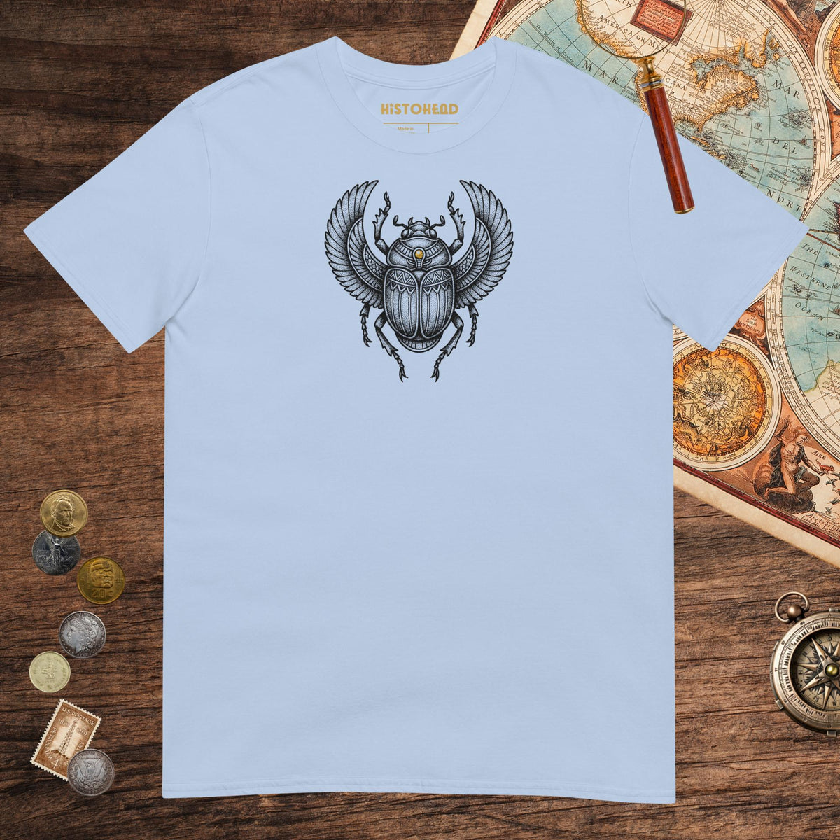 Light Blue Khepri God of Rebirth Tee - history buff gift by HistoHead